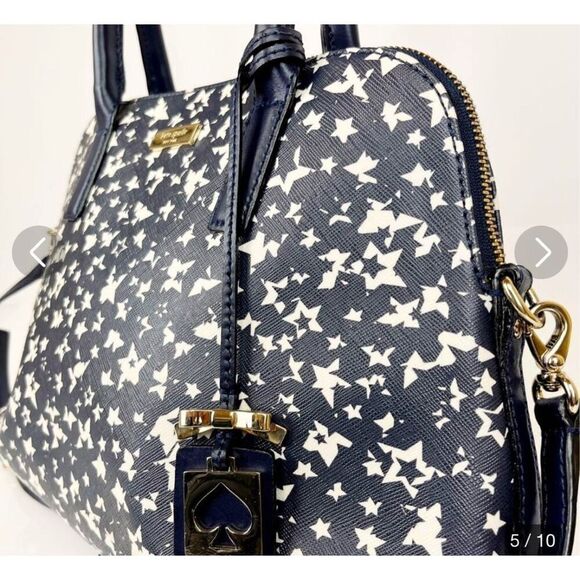 Kate Spade Brightwater Rachelle Stargazer Grainy Textured Vinyl Navy White - Picture 5 of 15